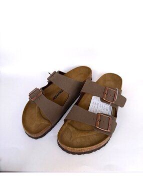 Birkenstock Arizona Birko-Flor Unisex Sandals Brown Leather Slides Men Size 44